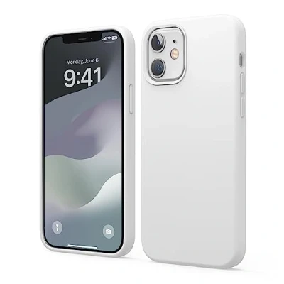 Bild av Elago Liquid silikonfodral designat för iPhone 12 fodral och Pro (6,1 tum premiumsilikon, helkroppsskydd: 3 lager stöttåligt skyddsfodral (orange)