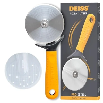 Bild av Deiss Lux Heavy Duty Pizza Cutter With Wheel Slicer Stainless Steel Sharp Smooth Easy Grip Non Slip Handle, Dishwasher Safe (ORANGE)