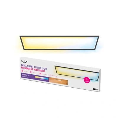 Bild av WiZ Svart Takpanel Tunable White: Smart WiFi belysning, Rektangulär takplafond, 36W, 2700 6500 kelvin, kallvitt till varmvitt, röststyrning med Google Assistant, Siri och Amazon Alexa, 07141400