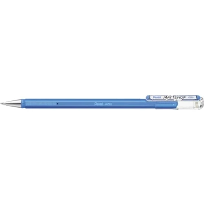 Bild av Pentel K110 VSX Mattehop gelbläckrulle med hög täckning i matt finish, modell lock, 1 styck, himmelsblå