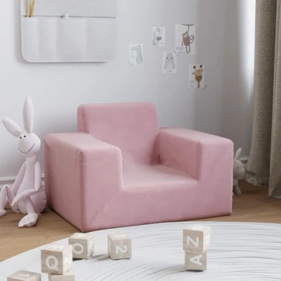 Bild av VidaXl Barnsoffa Rosa Mjuk Plysch Rak