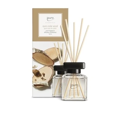 Bild av ipuro Essentials rumsdoft cederträ 50 ml rumsfräschare med apelsin, citron, rosmarin, ylang ylang, sandelträ och vaniljdoft arom diffuser pinnar luftrenare för hemmet
