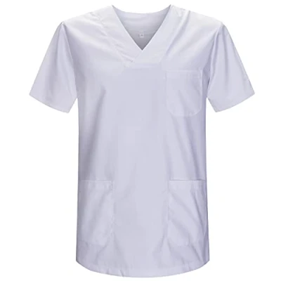 Bild av MISEMIYA Scrub Top Unisex Scrubs Medicinsk Uniform V ringad Tunika 817, Vitt, M