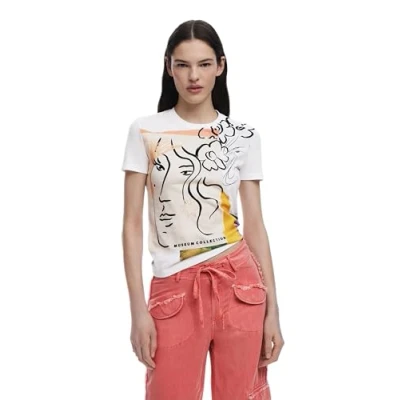 Bild av Desigual ARTY Faces Tshirt med print, Storlek: Small, White