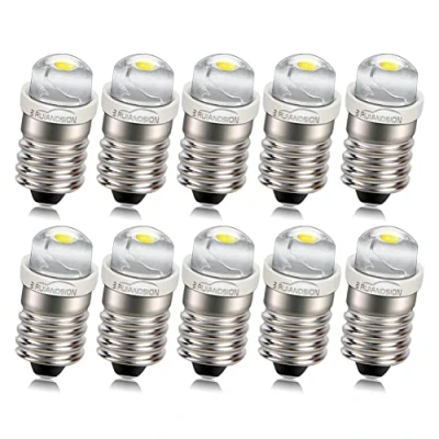 Bild av Ruiandsion 10 st E10 LED lampor DC 3 18 V COB 0,5 W 6 000 K vita uppgraderingslampor ersättning för ficklampa arbetsbelysning, negativ jord