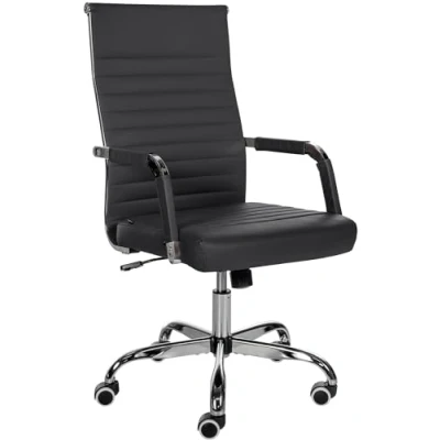 Bild av CLP Amadora kontorsstol I Konstläder eller tyg med hjul ergonomisk justerbar höjd ryggstöd och armstöd, färg: svart, material: