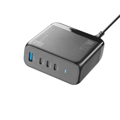Bild av Cellularline MULTIPOWER Desk GaN 150 W ultrakompakt nätladdare med 4 portar 3 USB C, 1 A anslutning Utrustad gå teknik Perfekt för smartphones, surfplattor och bärbara datorer