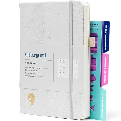 Bild av Bullet dot journal prickigt anteckningsblock A5 + bonus organiserings stenciler ultratjockt 150gsm rutnät papper The Classic