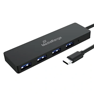 Bild av MediaRange USB Type C till 3.0 fördelare 1:4, bussdriven, Svart