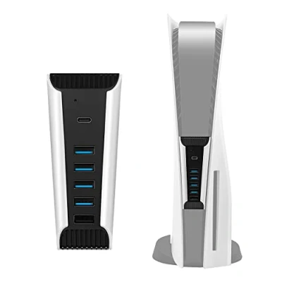 Bild av Mcbazel PS5 USB2.0 hubbkonsol med 5 portar, multiport höghastighets dataöverföring USB C expansionshubb för Digital/UHD Edition svart (inte Slim)