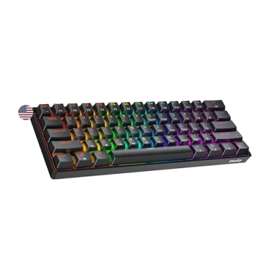 Bild av Geeky GK61 SE 60% Mekaniskt Speltangentbord 61 Tangenter Multi Color RGB LED Bakgrundsbelysning för PC/Mac Gamer ANSI US Amerikanskt Tangentbord (Svart, Mechanical Black)