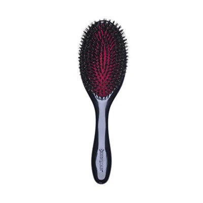 Bild av Denman Cushion Hair Brush (Medium) with Soft Nylon Quill Boar Bristles Porcupine Style for Grooming, Detangling, Straightening, Blowdrying and Refreshing Black, P082M