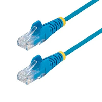 Bild av 1 m CAT6 kabel smal lappsladd blå snagless RJ45 kontakter Gigabit Ethernet 28 AWG (N6PAT100 CMBLS)
