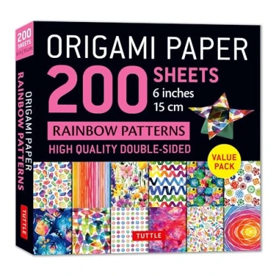 Bild av Origami Paper 200 Sheets Rainbow Patterns 6&quot; (15 Cm)