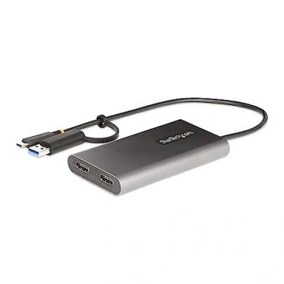 Bild av StarTech.com USB C dubbel HDMI adapter C/USB för 2 4K 60 Hz bildskärmar 100 W PD genomströmning till multimonitoradapter/videoomvandlare