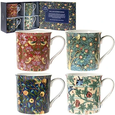 Bild av lesser and pavey LP93068 keramisk mugg William Morris Set med 4 12 x 8 9 cm tillbehör, flerfärgad, st (paket 1)