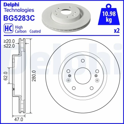 Bild av Bromsskiva DELPHI BG5283C