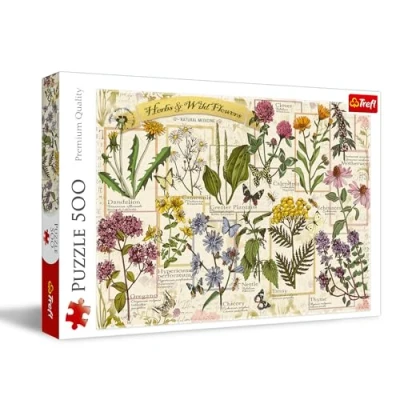 Bild av Trefl Herbarium: Medicinska örter pussel 500 bitar DIY läggspel med retrografik, Kreativ underhållning, Lek, Klassiskt för vuxna och barn från 10 år