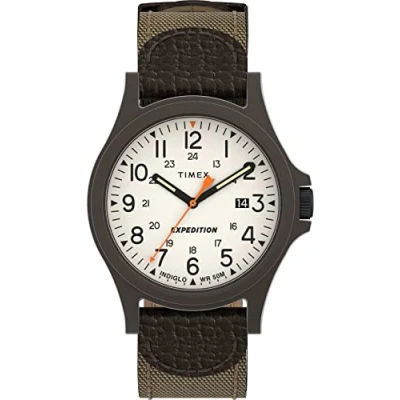 Bild av Timex Expedition för män husbilsklocka med urtavla analog display och nylonrem, Brun/naturlig/brun/tyg, En storlek, Militär