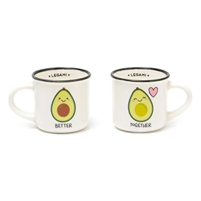 Bild av Legami Espresso For Two, 2 x New Bone China Kaffekoppar, 50 ml kapacitet, Avocado tema, Diskmaskinssäker, Mikrovågsugnssäker