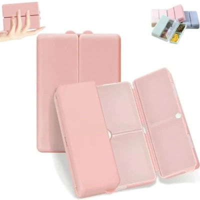 Bild av 7 Compartments Portable Travel Pill Case,Small Container for Pocket Purse Medicine Organizer,Compact and Box,Portable Daily Weekly Case (Color : Pink)