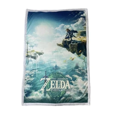 Bild av Homadict Plaid Sherpa Zelda Sky Totk 100 x 150 cm officiell licens, grön