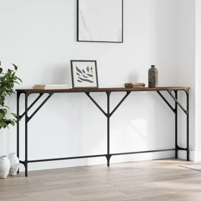 Bild av vidaXL Avlastningsbord brun ek 180x23x75 cm konstruerat trä, hallbord, vardagsrumsbord, smalt konsolbord, hall konsolbord för