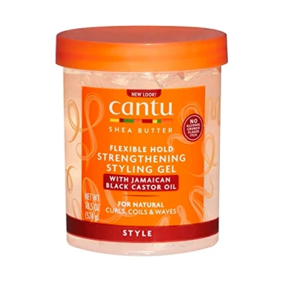 Bild av CANTU Shea Butter Flexible Hold Strengthening Styling Gel, 524 g, jamaicansk svart ricinolja, förpackningen kan variera