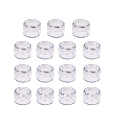 Bild av Suneast 15 st tomma plastburkar med lock, klara reseprov behållare krukor för kvinnor krämer smink glitter pulver nagelkonst förvaring, 20 g/20 ml, 36*31mm, Kompakt