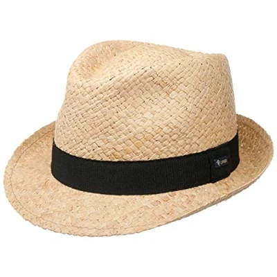Bild av Lipodo Mantigo Trilby Raffiahatt Damer/Herrar Made in Italy solhatt sommarhatt strandhatt med grosgrain band sommar Vår XL (60 61 cm) natur