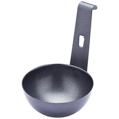Bild av KitchenCraft non stick äggpocherare kopp för enkelt ägg med krok, metall, svart, 7,5 x 16 cm