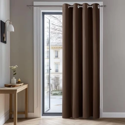 Bild av Deconovo mörkläggningsgardiner med öljetter Ogenomskinliga gardiner vardagsrum, 214x132 cm (höjd x bredd), brun, 1 bit