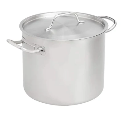 Bild av Amazon Basics Soppgryta i rostfritt stål, med aluminiumbeläggning och lock, 11,4 l, silver (tidigare varumärke AmazonCommercial)
