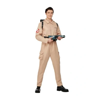Bild av Smiffys Ghostbusters herrkostym för vuxna, overall och uppblåsbar ryggsäck, beige, officiellt licensierad, perfekt Halloween, grupper 80 tals tema maskeradevenemang
