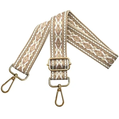 Bild av Justerbar axelrem för väskor dam bärrem, fickremmar ombyte, fickrem bred 3,8 cm med guld karbinhake, axelväska handväskor, vit kaki, N21