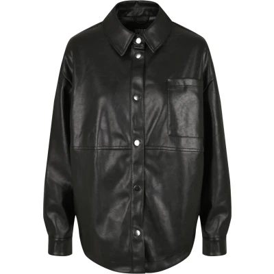 Bild av Urban Classics Ladies FAUX Leather Overshirt Jacka i konstläder, Storlek: XS, Black