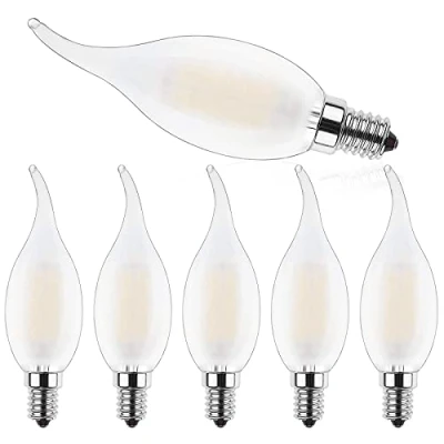 Bild av ProCrus E14 LED ljus lampa 4 W ljusform för ljuskrona, C35 filament glödlampa, 2 700 K varma vita ljuslampor, ersätter 40 watt, 400 lm, dimbar, energiklass F, 6 pack
