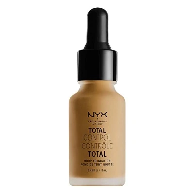 Bild av NYX Professional Makeup Total Control Drop Foundation, exakt dosering, byggbar opacitet, långvarig, vegansk formel, matt finish, färgton: Karamell