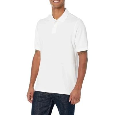 Bild av Amazon Essentials Men&#039;s Pikétröja i bomull med normal passform (finns Big &amp; Tall), Vit, L