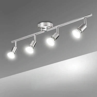 Bild av Bojim LED taklampor, 4 vägs spotlights roterbar, spotlight takbelysning för kök sovrum vardagsrum hall, ljus taklampa GU10 x 6 W 550 LM 220 V 240 IP20, 000 K vit matt nickel