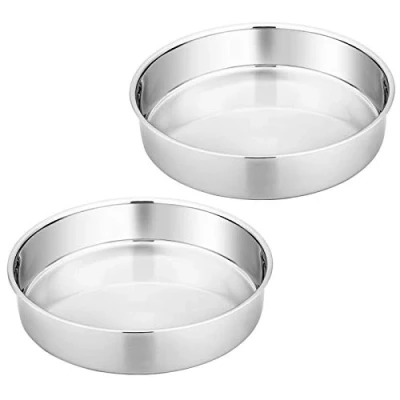 Bild av Homikit Bakform, rostfritt stål rund kakform, bakformar, set om 2, 20 cm, frisk och giftfri, högglanspolerad, lätt att rengöra diskmaskinssäker