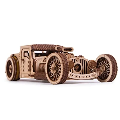 Bild av Wood Trick Hot Rod Wooden Model Car Kit to Build Rides up 32 feet Very Detailed and Sturdy No Batteries 3D Puzzle Mechanical