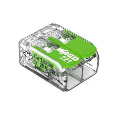 Bild av WAGO Green Range klämma 2 ledare I upp till 4 mm² anslutningsklämma med spakar för alla typer av 221422 16 stycken