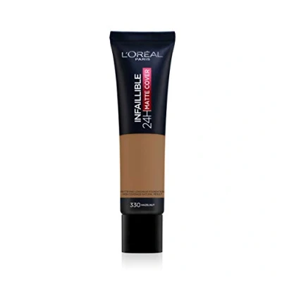 Bild av L&#039;Oréal Paris make up, vattentät och långvarig, matt, flytande foundation med hög täckförmåga, formel 4% niacinamider, osynlig 32H mattskydd, nr 330 neutralt, 1 x 30 ml