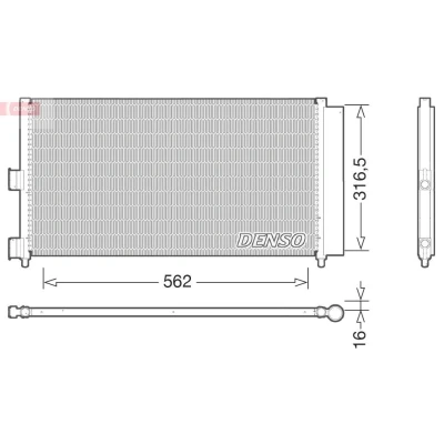 Bild av DENSO DCN09072 Condenseur De Clim avec déshydrateur R 134a LANCIA: Ypsilon II, Musa, FIAT: Punto II 3/5 portes, Idea, Doblo I Cargo