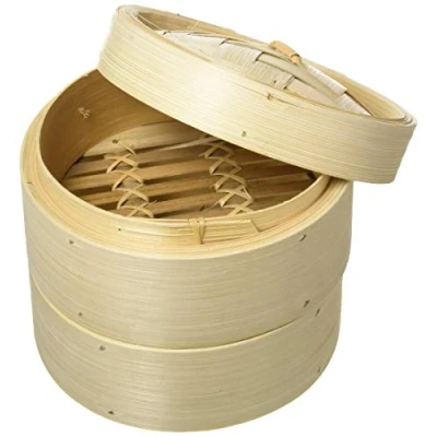 Bild av Vogue K302 Bambu ångkokare, 15 cm (6 tum), kökshjälp för grönsaker och pannkakor, beige