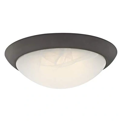 Bild av 63089 28 cm dimbar LED inomhus infälld montering takarmatur, oljegnuggad bronsfinish med vit alabasterglas