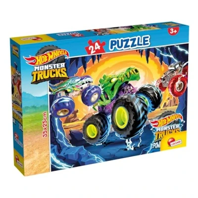 Bild av Lisciani HOT WHEELS M Plus pussel Monster Trucks med 24 bitar för barn från 3 år Format 25x35 cm Pedagogisk aktivitet Födelsedagspresent Motorik och observationsspel