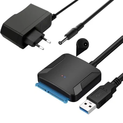 Bild av GERUI USB 3.0 till SATA adapter, Super Speed 2,5 tum/3,5 tum HDD/SSD hårddisk omvandlare/adapterkabel optisk enhet med 12 V/2 A nätadapter