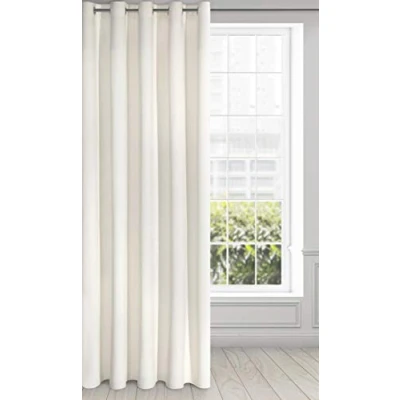 Bild av Eurofirany RIA Mörkläggningsgardin, Ogenomskinlig, Satänggardin med Öljetter 1st. Extra Lång Gardin, Elegant, Vanlig, Vardagsrum, Sovrum, Densitet 290 g/m², 140x250 cm, Grädde